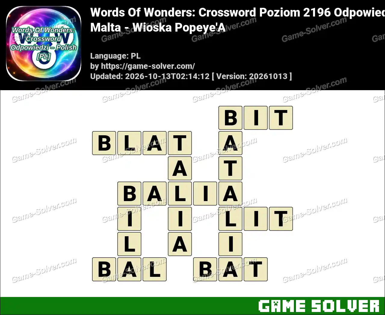 Words Of Wonders: Crossword Poziom 2196 Odpowiedzi – Malta – Wioska Popeye’A